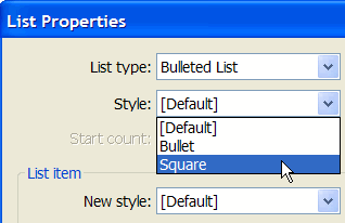 Square Bullet List
