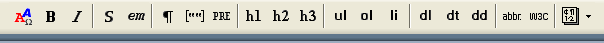 Dreamweaver text formatting 
toolbar, includes buttons labeled B, I, h1, h2, and h3, among others
